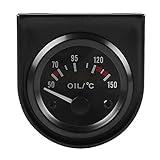 Agwuoetr 2 52Mm 12V LED Auto ÖL Temperatur Anzeige mit Sensor Schwarz