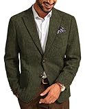 PJ PAUL JONES Herren Sakko Tweed Wolle British Blazer 2 Knöpfe Regular Fit Freizeit Business Anzugjacke (Armeegrün, XL)