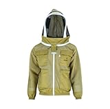 Imkerjacke Premium mit Atmungsnetz + Fechtschleier für Bienen Wespen Insekten Imkerei Stichschutz Insektenschutz S M L XL XXL XXXL, S · braun