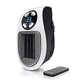 Brandson - Heizlüfter energiesparend leise - mit Fernbedienung - für die Steckdose - Keramik Heizung mit Thermostat - Überhitzungsschutz - Steckdosen Heizlüfter 500W - Badezimmer Schlafzimmer Büro