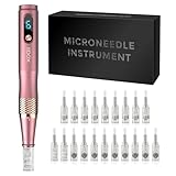 Xoali Derma Pen Professioneller S01 mit 6 Ebenen, Elektrischer Microneedling Pen mit 20 Sterilen Dermapin, 9*12 Pin+9*36 Pin+2*Nano Pin, Kabelloser Dermaroller Dermapen 0-2.5mm Einstellbar (Roségold)