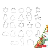 24-teiliges Weihnachts-Ausstechset Edelstahl, Weihnachtsausstecher, DIY-Backwerkzeug, kleiner Schneemann, Weihnachtsbaum, Mann, Schneeflocke, Süßigkeiten mehr Gemüse Fleisch (Red, 24.5X21.5X4.7CM)