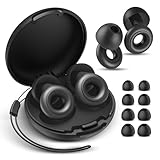 Ear Plugs for Sleeping Noise Cancelling, 30dB Noise Reduction Earplugs, Soft Silicone Reusable Hearing Protection Earplugs for Deep Focus, Work, Travel, Concert with Case & 8Eartips,HTB-Black