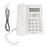 Tischtelefon, Festnetztelefon, Kabelgebundene Telefonunterstützung DTMF und FSK, Schnurgebundenes Festnetz mit LCD-Display, Lautsprecher, Automatische Filterung, für Büro, (White)