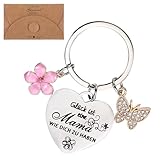 Hauojaus Geschenke für Mama​​ Geschenke für Frauen, Edelstahl Schlüsselanhänger 3 cm/1.18 Inch Durchmesser mit Lederumschlag, ​​Muttertagsgeschenke​​, ​​Beste Mama Geschenk​​ Schlüsselanhänger