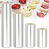 Powmag Tortenrandfolie, 4 Rolle torten Folie, 8cm/10cm/15cm/20cm Hoch *10m Tortenrandfolie Wiederverwendbar, Transparent Acetat Rolle Für ine Cremige Schokoladenmousse-Geburtstagstorte