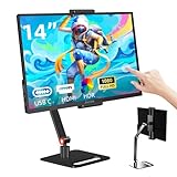 Jhcztrk 14 Zoll Touchscreen Tragbarer Monitor 1200P Ultra Slim & Lightweight Randlos FHD IPS HDR Portable Gaming Laptop Traveling Sub Monitor für Laptop Mac PC Xbox PS4/5 Switch