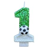 Fußball-Geburtstagskerze, Paraffin-Glitzerkerzen, Dekorationen mit Zahlen, Geburtstagskuchen, Zahlen, Mehrzweck-Partygeschenke, Zahlen, Kuchen, Fußballkerzen für Geburtstag