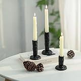 Sziqiqi Eisen Kerzenhalter Stabkerze Schwarz: Gusseisen Kerzenständer Stabkerzen 3er Set für Tischdeko - Gehämmertes Stabkerzenhalter für Wohnzimmer Kamin Esszimmer Couchtisch Badezimmer