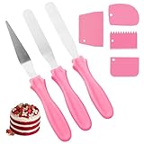 7 Stück Tortenspachtel Set, 3 Stück 23 cm/9 in Rostfreiem Stahl Winkelpalette Torte und 4 Stück Smoother für Verteilen von Sahne, Glasurspachtel zum Verteilen von Sahne, Backen von Torten