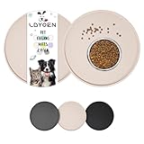 LDYOEN 2 Stück Napfunterlage für Hund Katzen, Hundenapf Unterlage Katzennapf Unterlage aus Silikon, Hunde Katzen Futtermatte wasserdichte und rutschfeste Fressnapf mit Rand, 30x30cm, Beige
