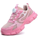 SDEQA Sicherheitsschuhe Damen S3 Arbeitsschuhe mit Stahlkappe Trends Drehknopf Atmungsaktiv rutschfeste Anti-Smash und Anti-Punktur Sportlich Safety Shoes,Rosa,37 EU