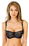 Rosme Lingerie Balconette-BH mit gepolsterten Trägern für Damen, Kollektion Eliza, Schwarz, Größe 85A