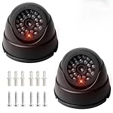 2 Stück Dummy Kamera mit Rot LED Blinkender, Fake Überwachung Kamera AttrappeKamera CCTV mit Rot LED Licht Sicherheitskamera Fake Dome Überwachungskamera für den Innen- und Außenbereich Büro Zuhause