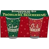 GRUSS & CO Schnapsglas-Set Motiv 'Fröhliche Bescherung' | Geschenkset bestehend aus 2 Schnapsgläsern, je Glas 6 cl, mit farbigem Druck | lustiges Geschenk, Männergeschenk | 51153