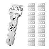 Tunejoy Ceranfeldschaber Edelstahl Glasschaber Kochfeldschaber Metall inkl. 20 Ersatzklingen für Reinigung Von Backofen Herd Kratzer Entfernen