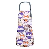 ANSBOCH Schürze Damen Verstellbar Kochschürze Herren mit 2 Taschen Wasserdicht Küchenschürze Personalisiert Latzschürze für Küche Restaurant Kaffeehaus