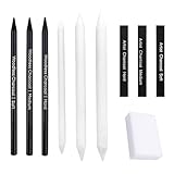 Helweet Zeichenkohle Set, Skizzier und Zeichenstifte Set, Kohlestifte für Skizzen, Kohlestifte set, Holzkohle Stick, Malset für Anfänger und Künstler, zum Malen, Skizzieren, Ausmalen, 10 Stücke