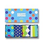 Happy Socks Unisex 4-Pack Big Dot Gift Set Socken, Grün-Blau-Orange-Gelb-Rosa-Weiß, 40-46 (4er Pack)