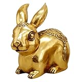 MAGICLULU Goldene Kaninchen -Ornamente Hausdekoration Dekorationen Kaninchenstatuen für Wohnkultur Kaninchen-Desktop-Ornament Mondneujahrsfigur Hasenfiguren Kupfer