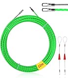 22 m Kabeleinziehhilfe Einziehspirale Zugdraht, Polyester Einziehdraht mit 2 Führungsfeder, Einziehband φ4 mm,Kabelziehhilfe Einzugsfeder Einziehband,Kabeleinziehhilfe Fischband Drahtzieher (Grün)