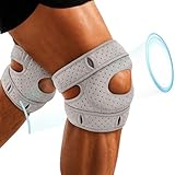 Cofvetia Stabilisierung Kniestütze Sport, Komprimierte Kniebandage mit Patella Gel Pads & Feder Seitenstabilisatoren, Kniebandage Verstellbare Knieorthesen (Grau)
