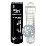Hagerty Silver Bath Silbertauchbad mit Anlaufschutz 580 ml I Effektives Silberputzmittel für Besteck aus Silber oder versilbertem Metall I Silber-Reinigungsbad für erneuerten Glanz I mit Tauchkorb