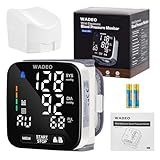 WADEO Digitales Handgelenk-Blutdruckmessgerät mit LCD-Display, Tragbares Blutdruckmessgerät mit Arrhythmie-Erkennung für Heim oder unterwegs, Ausgabe in 5 Sprachen, 2 x 99 Speicher, mit Batterien