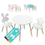 KYWAI®- kindertisch mit 2 stühlen, kindersitzgruppe, aus Holz,Weiß, Kleiner Tisch,kindersitzgruppe, Kinderzimmer, Schlafzimmer, nordischer Stil (weiß)