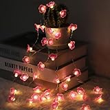 Auting LED Lichterkette Kirschblüten Innen, 4M 40 LEDS lichterkette blumen Girlande Batterie mit Timing-Funktion, Lichterkette rosa mit Blumengirlande für Innen,Hochzeit, Party Deko, 1 Stück