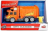 Dickie Toys City Cleaner, Müllauto, Müllabfuhr, Müllwagen, Straßenreinigung, Spielzeugauto mit Mülltonne, Licht & Sound, inkl. Batterien, 15 cm, grün, ab 3 Jahren