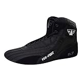 FOX-FIGHT B7 Sambo Kampfsport Schuhe | Wildleder Sohle | für Damen und Herren | Atmungsaktiv Flexibel | Ringerschuhe | Athletik Fitnesschuhe Mattenschuhe | 44 / Black B7