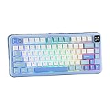 MechLands Vibe75 75% Wireless Gaming Keyboard mit Screen&Knob Module, Dichtung Mechanische Tastatur, Creamy Keyboard mit BT5.0/2.4GHz/USB-C, 5-Layer Polsterung, RGB (Blau)