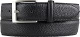 BELTINGER Italienischer Anzug-Gürtel, 35 mm breit, Herren, Anzuggürtel, Hosengürtel, strukturiertes Leder, Schließe Silber | Schwarz 95cm