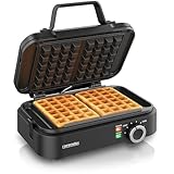 Arendo - Waffeleisen doppelt - belgische Waffeln - 1200 Watt – Waffelautomat – 2 Waffeln 12,6 x 8,6 cm - Antihaftbeschichtung – belgische Waffeln - Thermostat – Überhitzungsschutz - BPA und PFOA frei