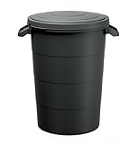 Spetebo Regenwasser Tank 80 Liter mit Deckel - anthrazit - Universal Kunststoff Tonne mit Tragegriffen - Regentonne Regenfass Allzweck Garten Abfall Eimer