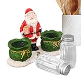 Holiday Salz- und Pfefferstreuer, Weihnachts-Salz- und Pfefferstreuer, klarer Gewürzstreuer mit Weihnachtspfefferstreuer, transparenter Staubbehälter, multifunktionaler Gewürzbehälter, tragbar