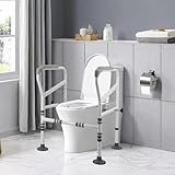 ToilettensitzerhöHung mit Armlehnen,Aufstehhilfe Toilette für Senioren mit Höhenverstellbaren,WC SitzerhöHung für Senioren,Toilettenstuhl für Senioren für Senioren,Behinderten
