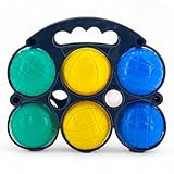 MIJOMA Jeu de Boules Set – 6 Kugeln Ø7cm & Zielkugel – Boccia Spiel für Garten, Strand & Freizeit – mit Tragekorb – Boule Set für Kinder & Erwachsene