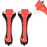 Zanfqvo 2 Stück Gurtschneider Notfallhammer - 2 In 1 Nothammer Auto mit Gurtschneider - Notfallhammer fürs Auto - Sicherheitshammer mit Gurtmesser fürs Bus, PKW, LKW