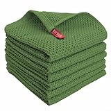 Fauhapyway Geschirrtücher-Set, Baumwolle, Waffelmuster, Küche, Mikrofaser-Reinigungstücher mit verstärkten Kanten, für Zuhause, Restaurant, Bar, 6 Stück, 34 x 34 cm, Grau (grün)