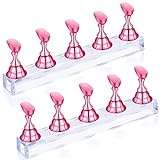 PROUSKY 2 Set Nail Display Stand Fingernagel DIY Nail Art Display Nail Tip Practice Holder Magnetic for False Nail Tip Manicure Tool Home and Art Salon Use Magnetic Nail Practice Base (Pink)