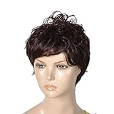 Ruilogod Damenperücke, dunkelbraun, lockig, glatt, synthetisches Haar, ID: 15f 1aa bc1 e7c 8c0