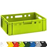 BURI 1x Fleischkiste E2 Hellgrün 60x40x20cm Lagerkiste, Meischkiste, Metzgerkiste Eurobox aus Deutschland lebensmittelecht, robust, stapelbar