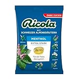 Ricola EXTRA STARK Menthol - zuckerfreies Halsbonbon mit 13 Schweizer Alpenkräutern, vegan, 75g Beutel