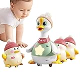 Quietschendes Enten-Spielzeug, Quietschspielzeug für Kinder, multifunktionales Tierspielzeug, Entenfamilien-Spielzeug, schwingendes kriechendes Spielzeug für ragaz
