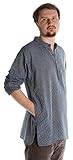 HEMAD Fischerhemd Kurta-Hemd Baumwolle Modell: Anfortas, blau-weiß gestreift XL