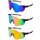 Jostift 3 Paar Sports Sonnenbrille Fahrradbrille Herren Damen UV 400 Schutz Polarisiert Fahrradbrille Sportbrille Radfahrer Sonnenbrille Brille für Herren Damen Radfahren Ski Laufen Sport im Freien