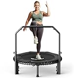 BCAN faltbares Mini-Trampolin 102cm/40IN, 200 kg Tragkraft, gepolsterte Sprungmatte, U-förmiger Verstellbarer Schaumstoffgriff, Stabiler, leiser Trainings-Rebounder für Erwachsene