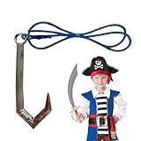 Generisch Piratenhaken-Kostüm,Piratenhaken mit Seil | Haken Kostüm Piratenhaken mit blauem Seil - Multifunktionales Piratenkostüm-Zubehör, Anziehspielzeug für, Mädchen, Kinder